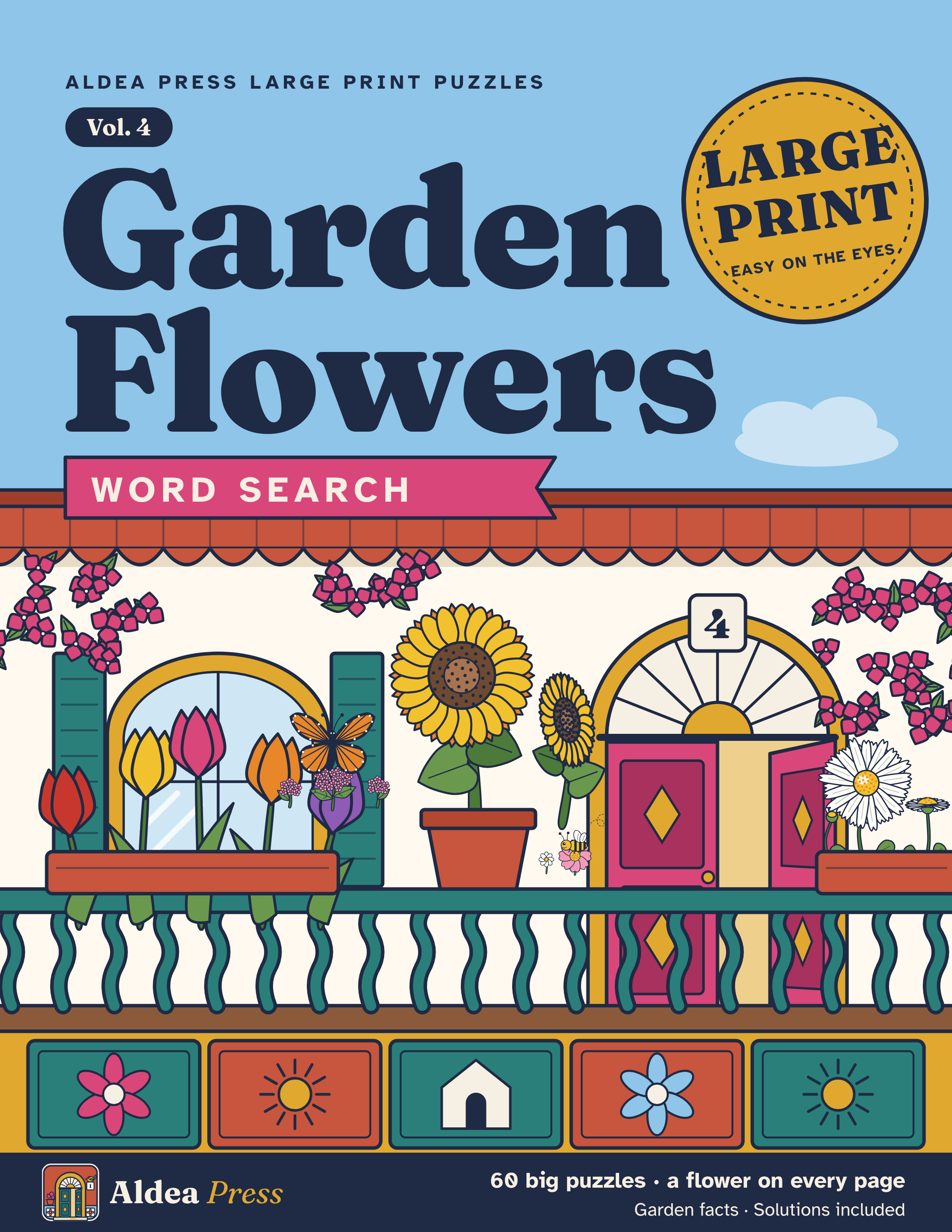 Front cover of Garden Flowers: Large Print Word Search, Aldea Press Large Print Puzzles Vol. 4